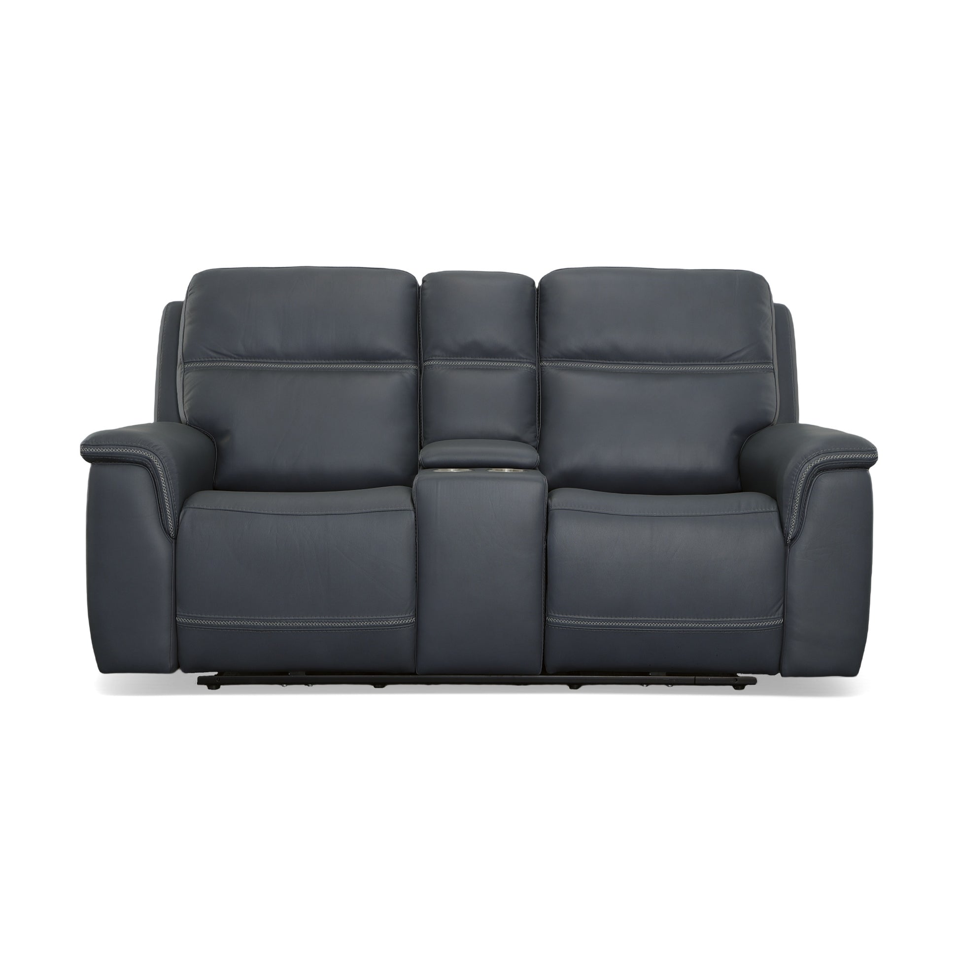 Flexsteel Sawyer Leather Pwr Recl Loveseat w/ Console, Pwr Hdrsts, Lumbar
