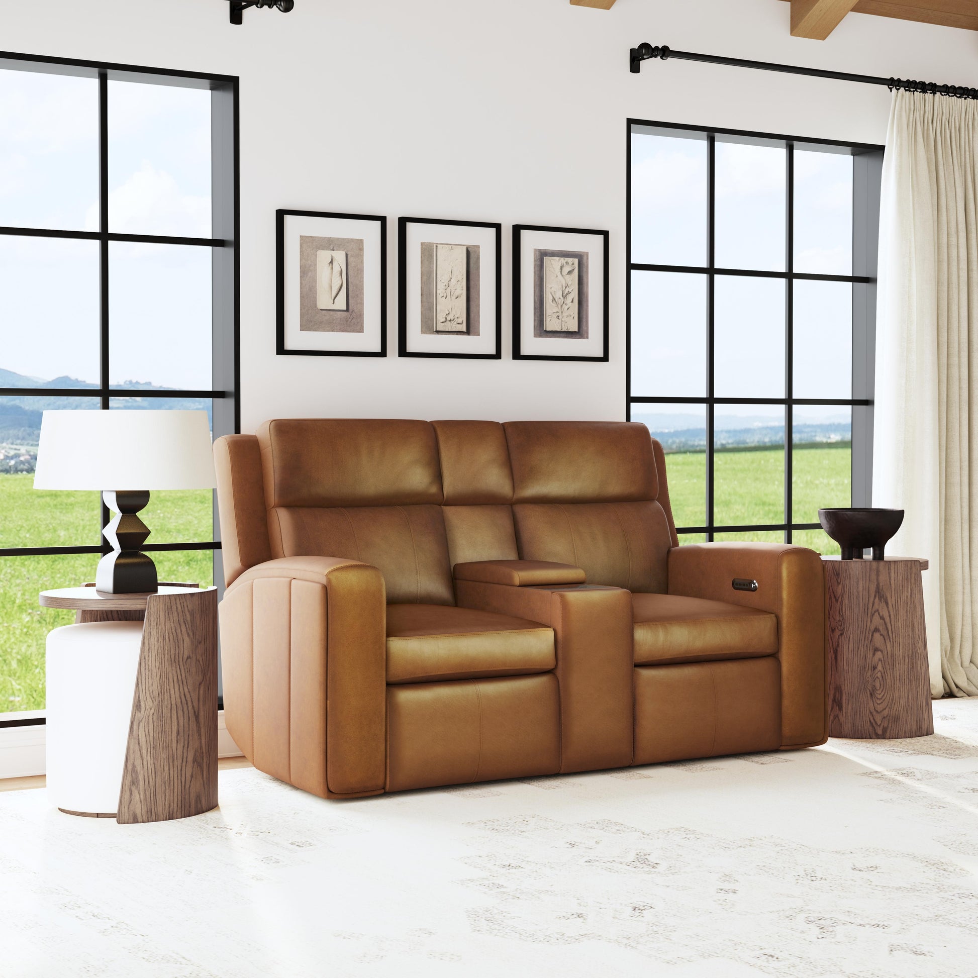 Flexsteel Wyatt Power Reclining Loveseat with Console & Power Headrests & Lumbar