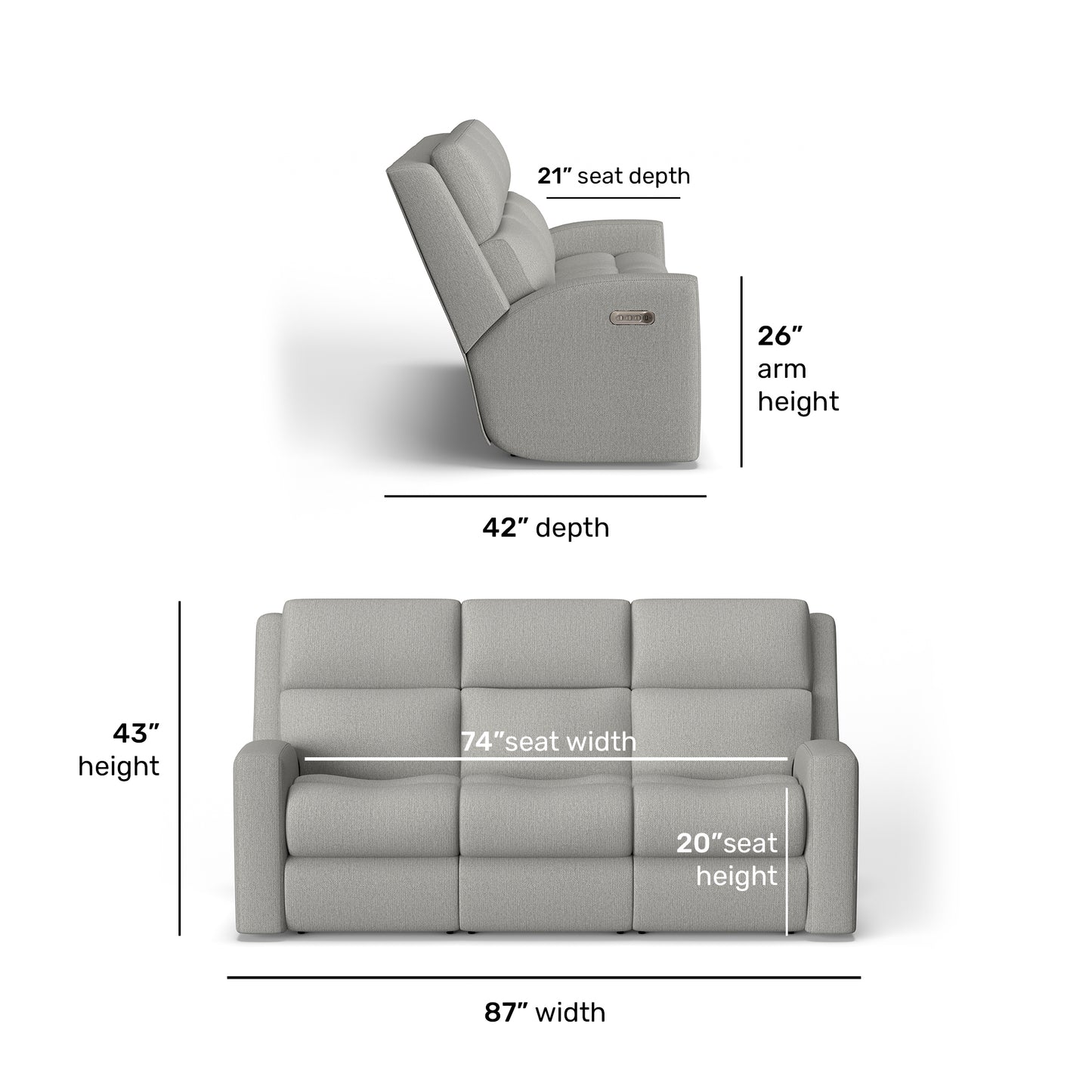 Flexsteel Score Power Reclining Sofa with Power Headrests & Lumbar