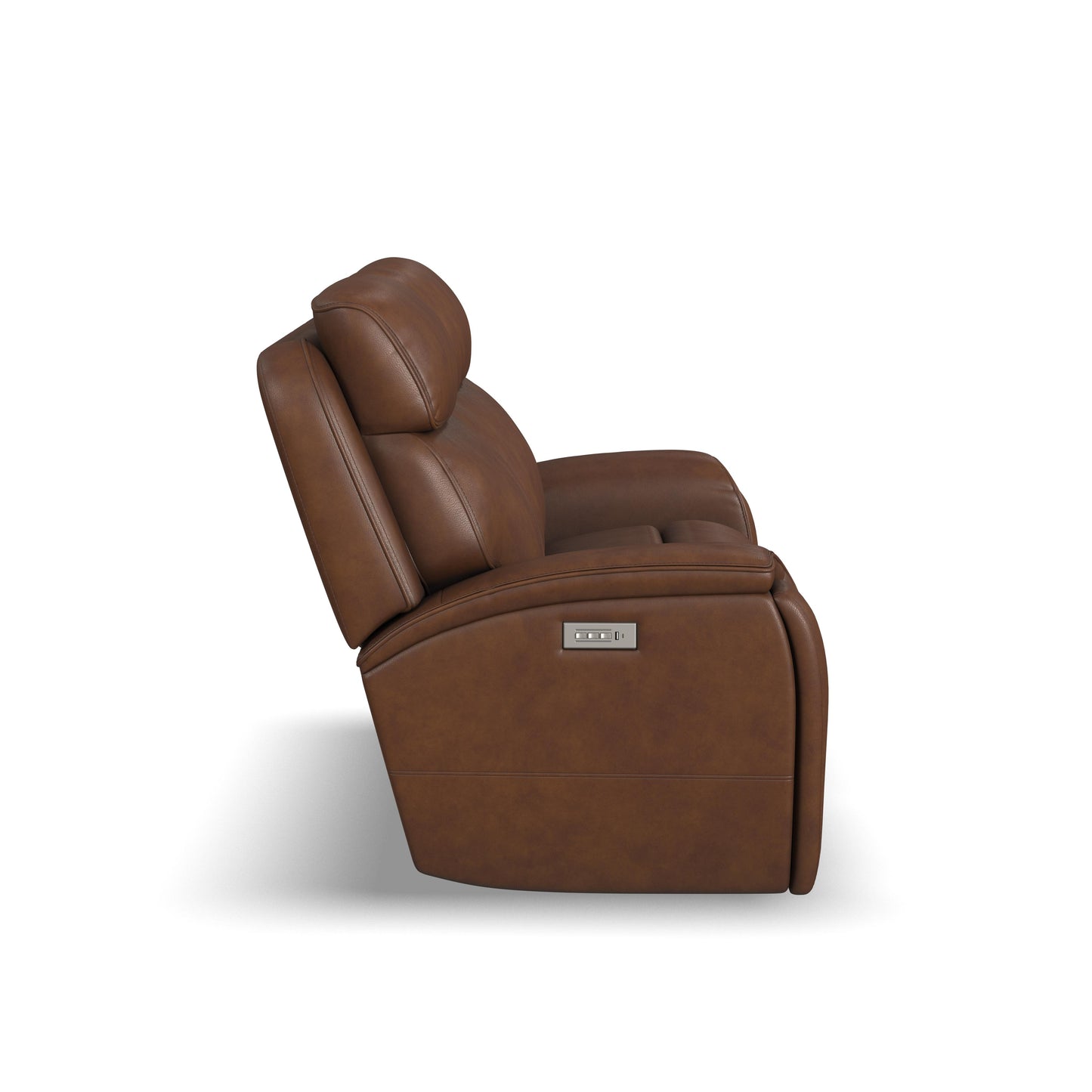 Flexsteel Walker Power Reclining Loveseat w/ Console, Power Headrest & Lumbar
