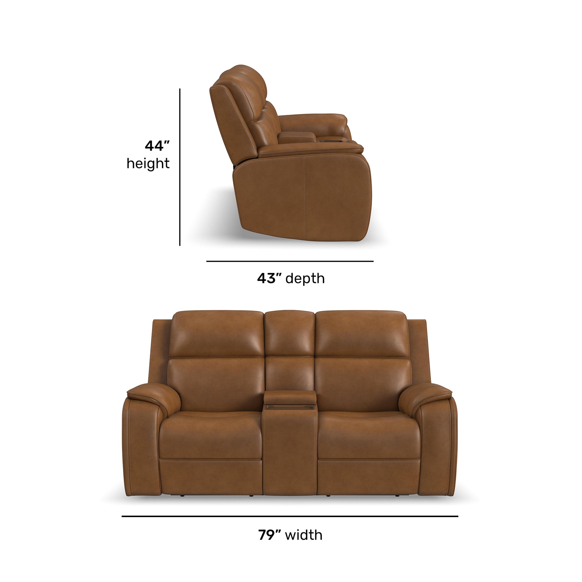 Flexsteel Ziggy Power Reclining Loveseat with Console, Power Headrest, Lumbar, Heat & Massage