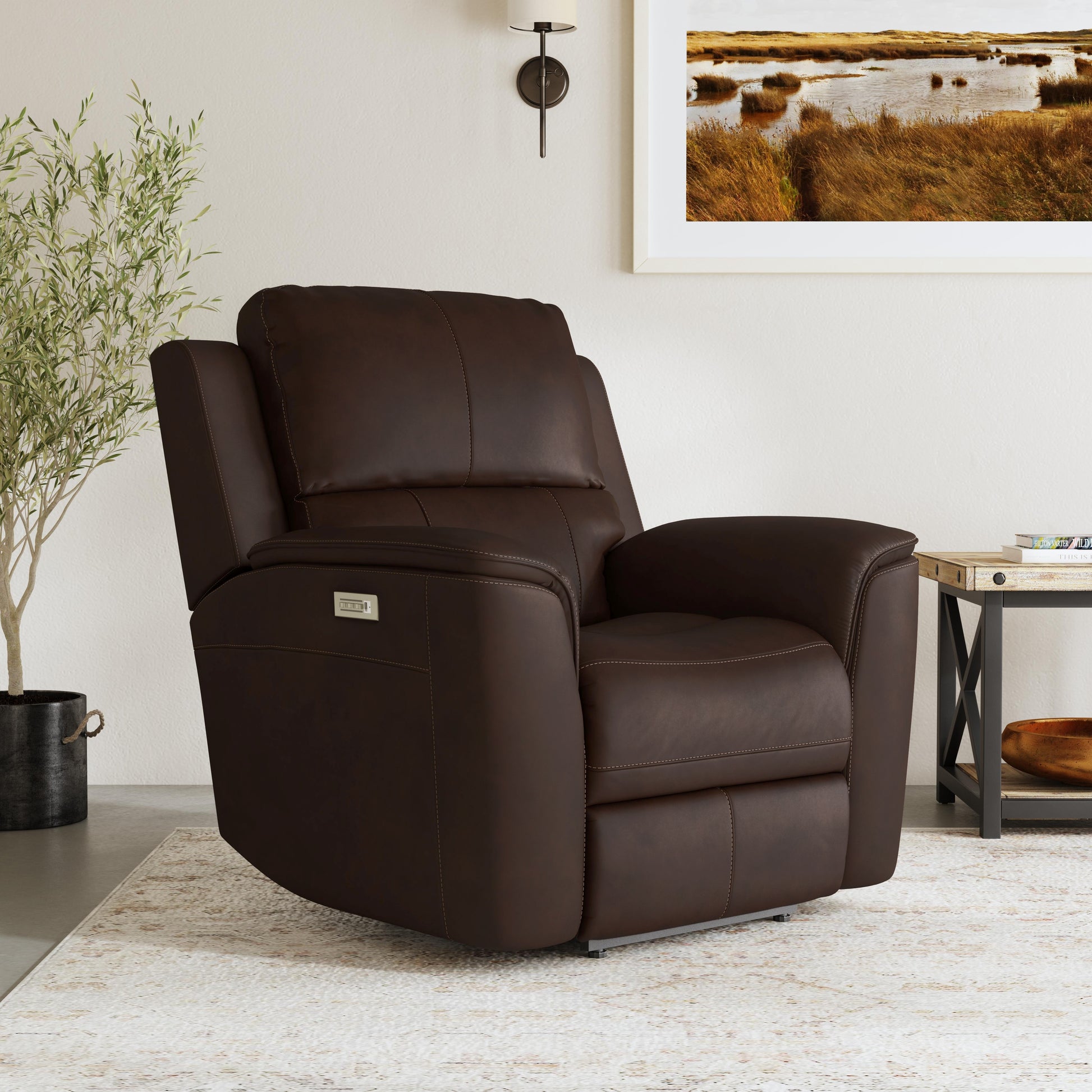 Flexsteel Henry Power Recliner with Power Headrest & Lumbar