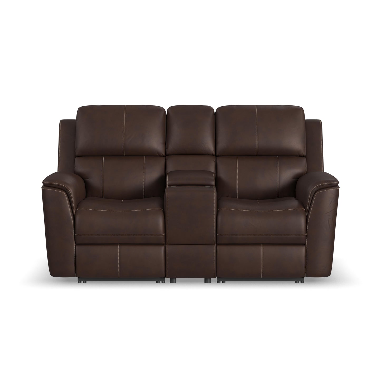 Flexsteel Henry Leather Power Reclining Loveseat with Console & Power Headrests & Lumbar