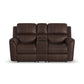 Flexsteel Henry Leather Power Reclining Loveseat with Console & Power Headrests & Lumbar