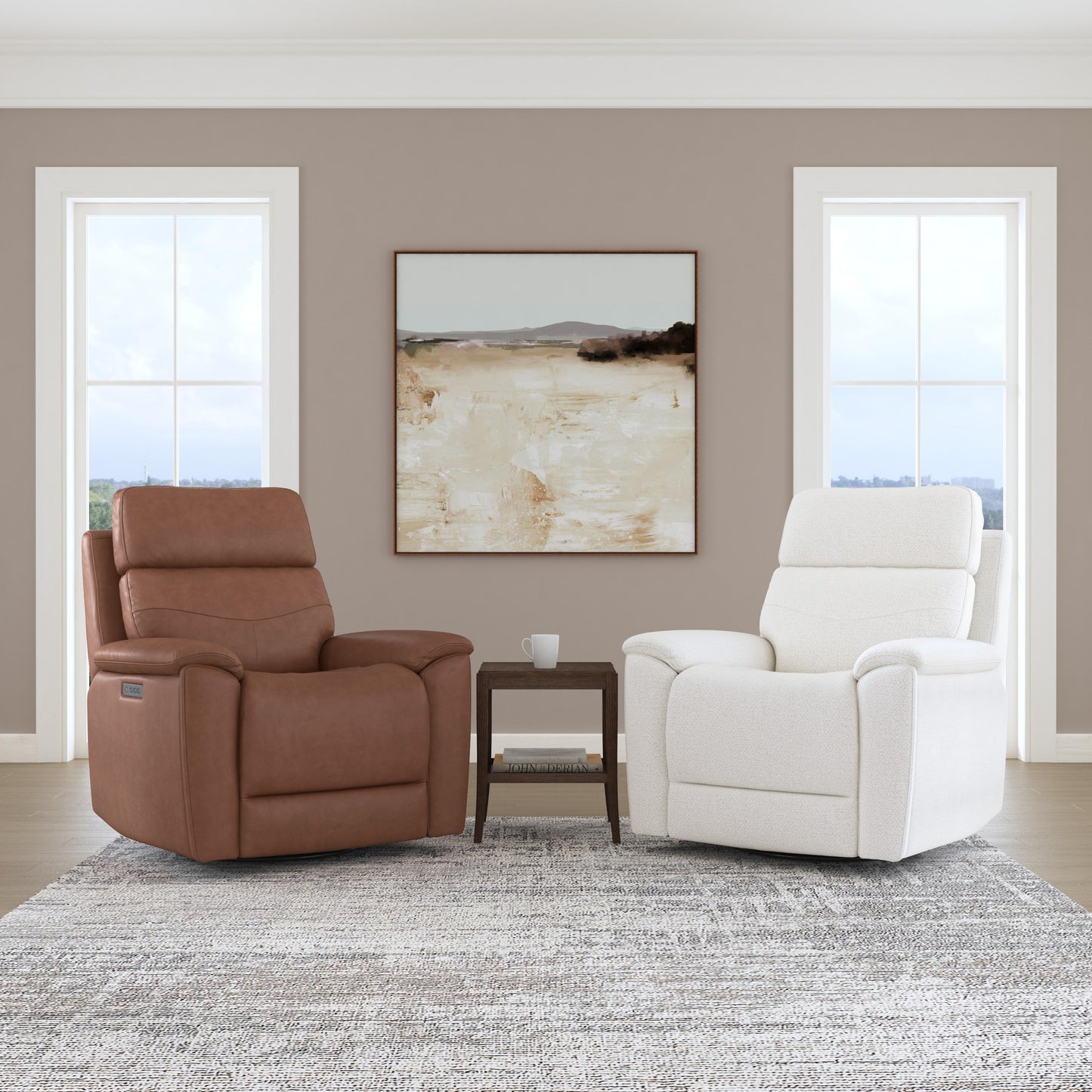 Flexsteel Refined Perfect Match Power Swivel Gliding Recliner with Power Headrest & Lumbar