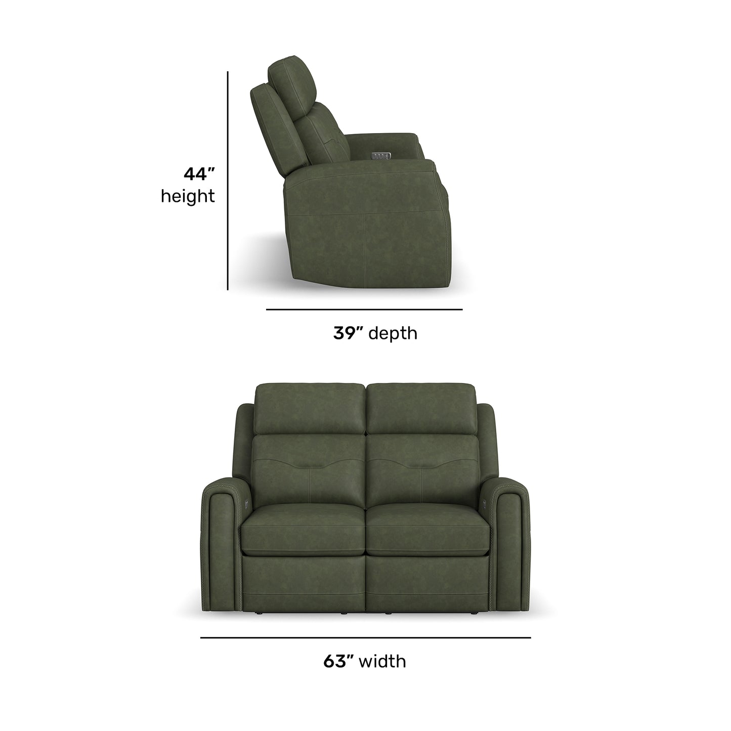 Flexsteel Felix Power Reclining Loveseat with Power Headrest, Lumbar, Heat & Massage