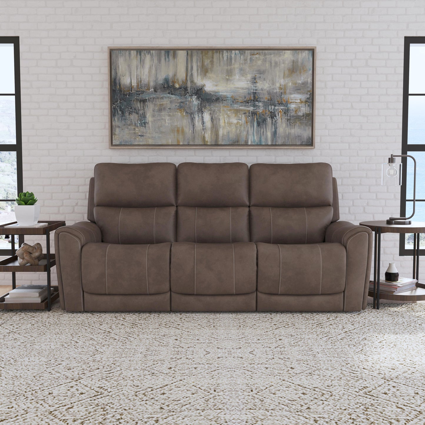Flexsteel Carter Power Reclining Sofa with Console & Power Headrests & Lumbar