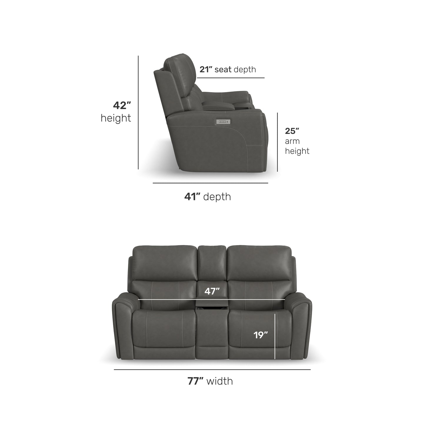 Flexsteel Carter Power Reclining Loveseat with Console & Power Headrests & Lumbar