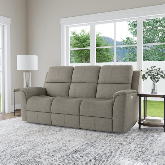 Flexsteel Henry Leather Power Reclining Sofa with Power Headrests & Lumbar