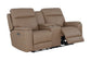 Bryant Power Console Loveseat in Tuscan Tan leather by Leather Italia