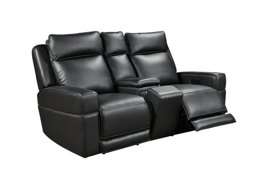 Valley Power Console Loveseat in Black leather by Leather Italia