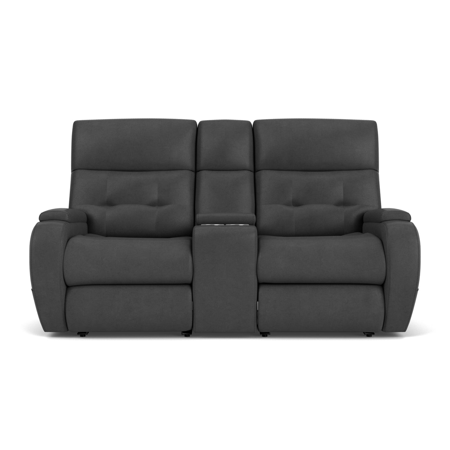 Flexsteel Strait Power Reclining Loveseat with Console & Power Headrests
