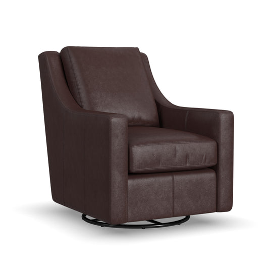 Murph Leather Swivel Glider - Mahogany
