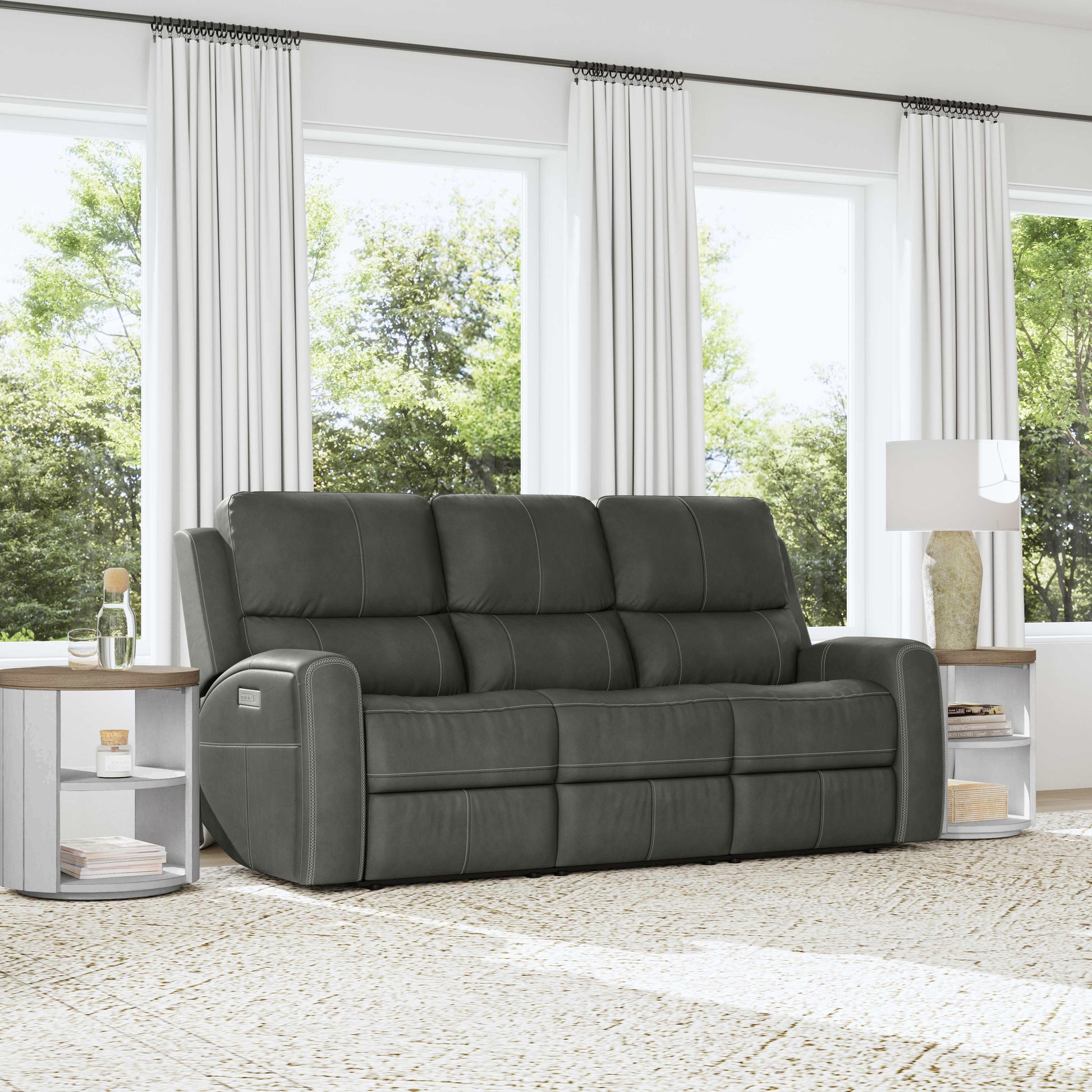 Flexsteel Linden Power Reclining Sofa with Power Headrests & Lumbar