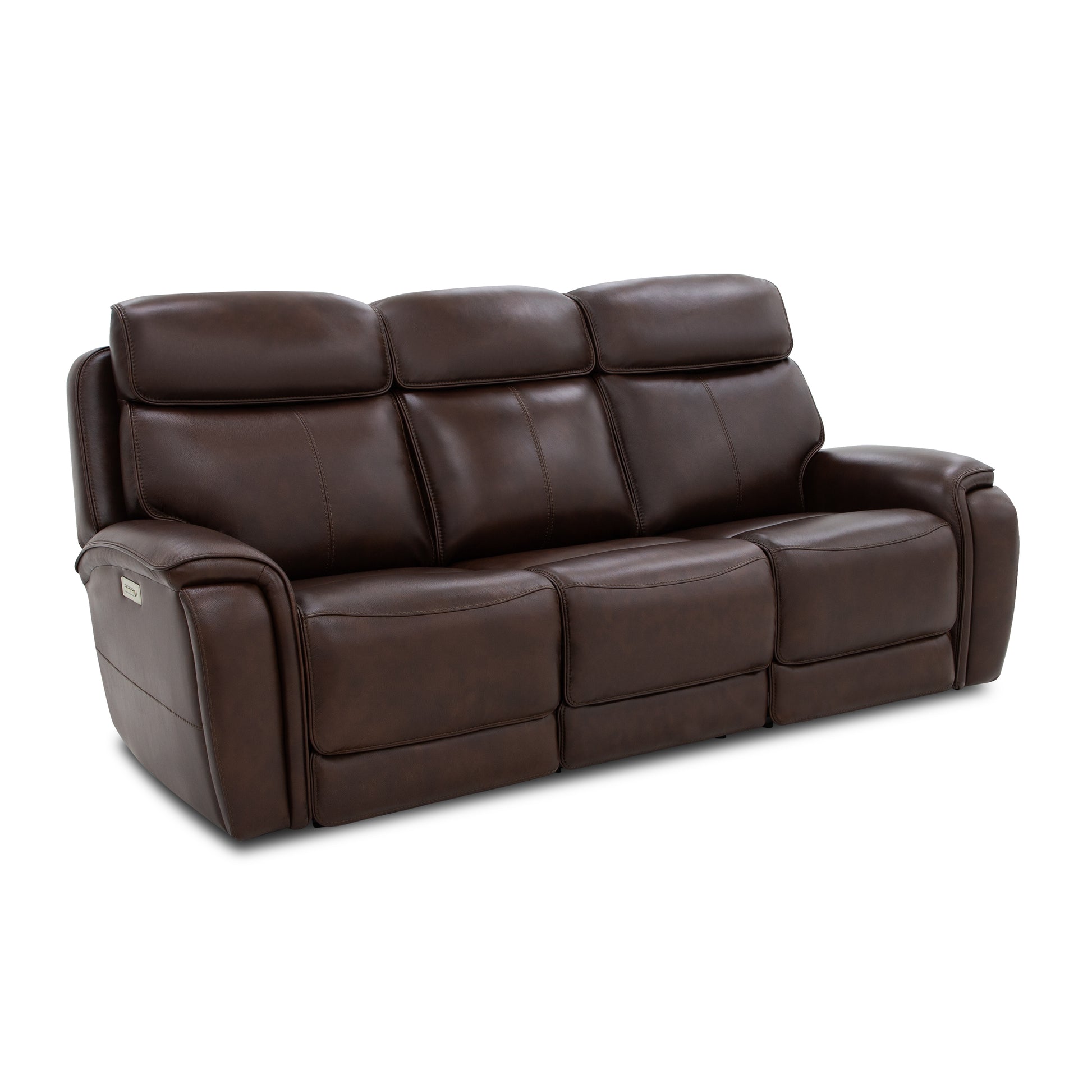 Flexsteel Walker Power Reclining Sofa w/ Console, Power Headrest & Lumbar