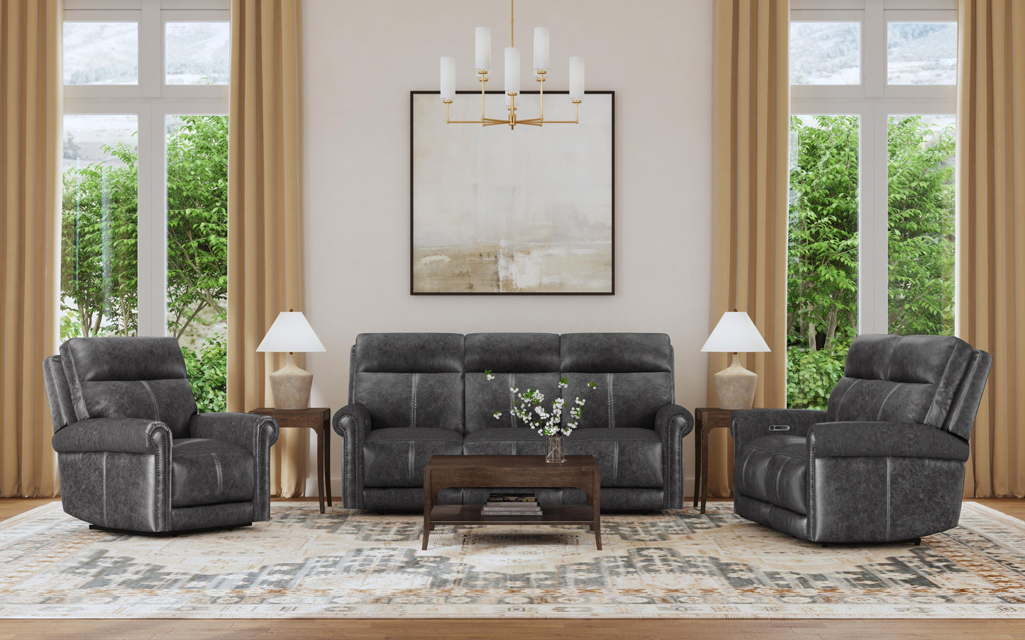 Flexsteel Alexander Power Reclining Loveseat with Power Headrest & Lumbar