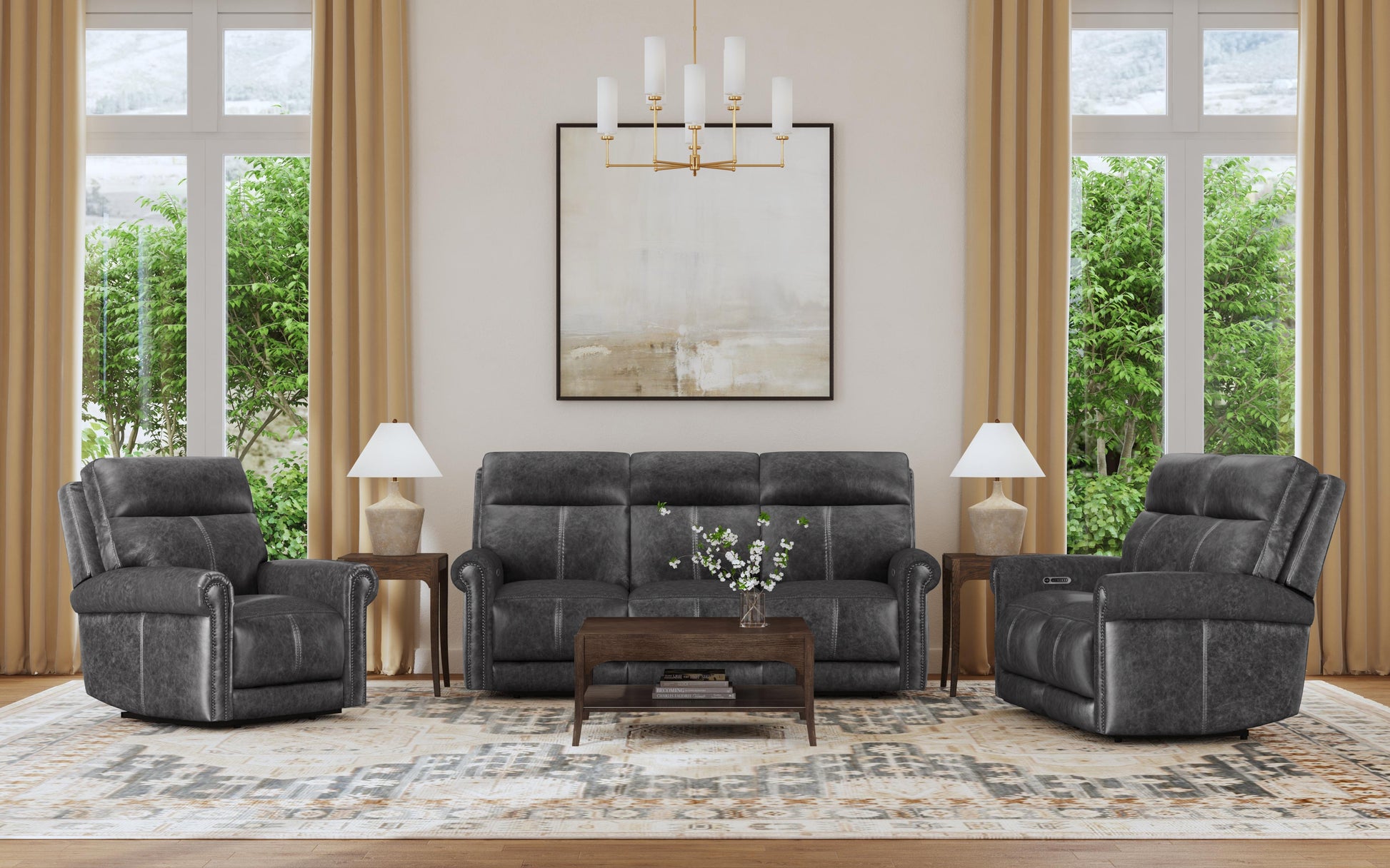 Flexsteel Alexander Power Reclining Loveseat with Power Headrest & Lumbar