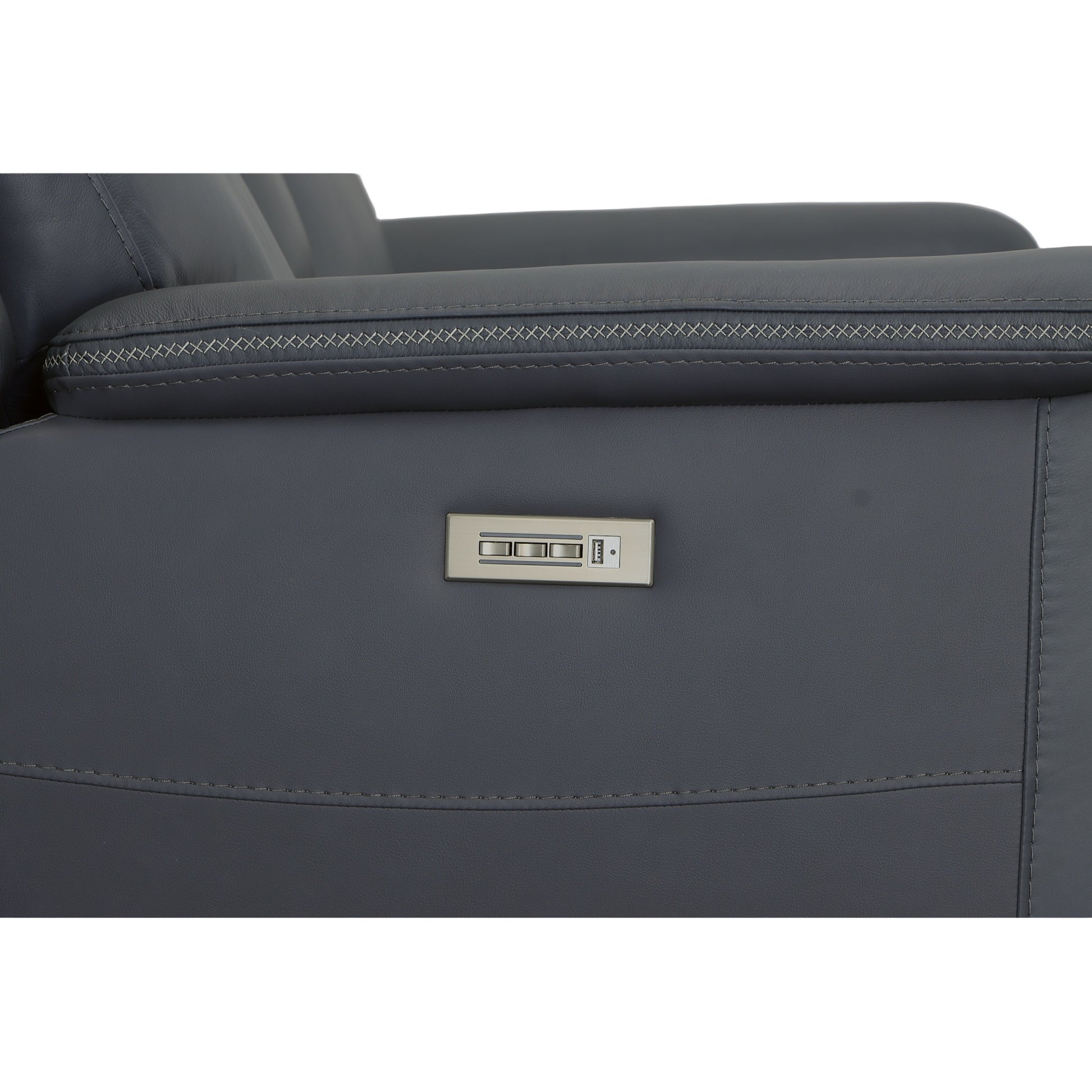 Flexsteel Sawyer Leather Pwr Recl Loveseat w/ Console, Pwr Hdrsts, Lumbar