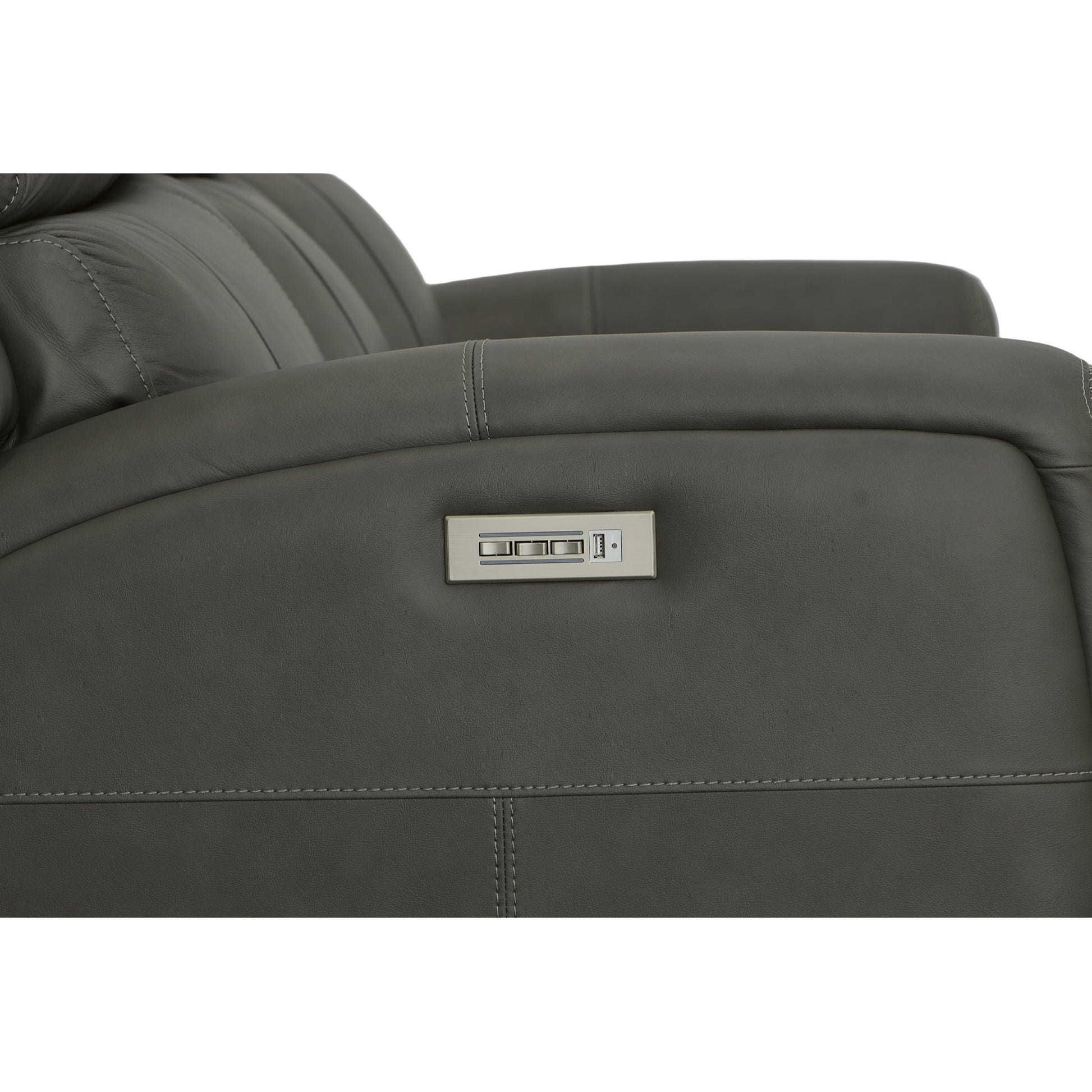 Flexsteel Linden Leather Power Reclining Sofa with Power Headrests & Lumbar