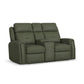 Flexsteel Felix Leather Power Reclining Loveseat with Console, Power Headrest, Lumbar, Heat & Massage