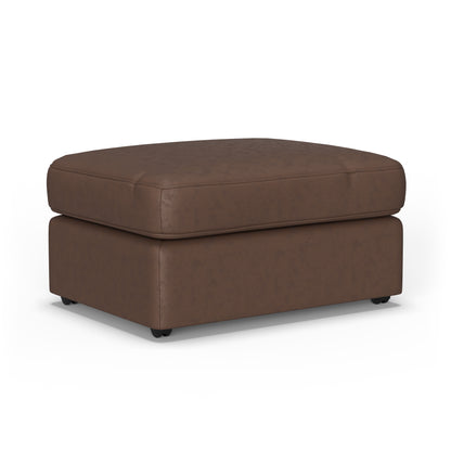 Vail Leather Ottoman - Chocolate