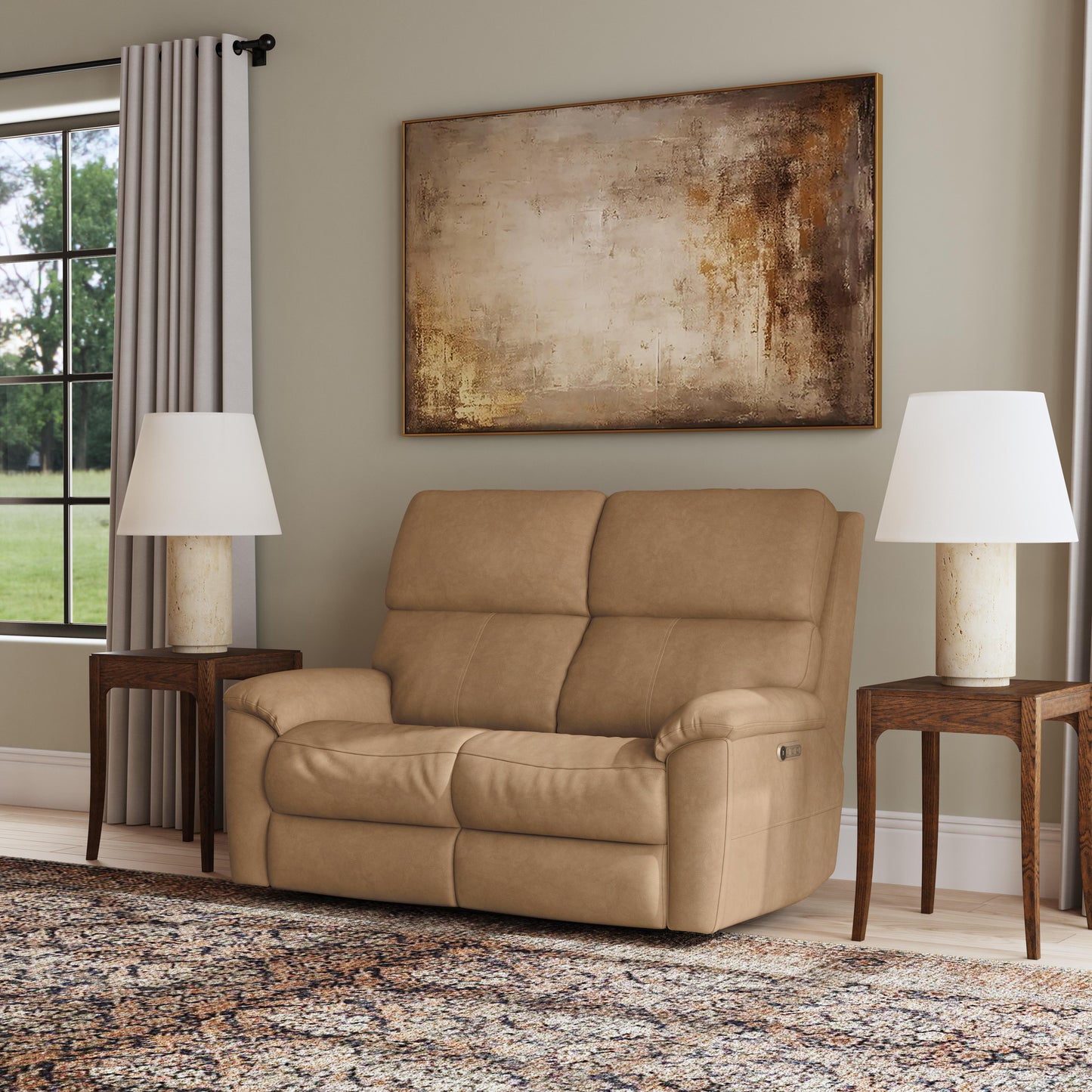 Flexsteel Porter Power Reclining Loveseat with Power Headrest & Lumbar