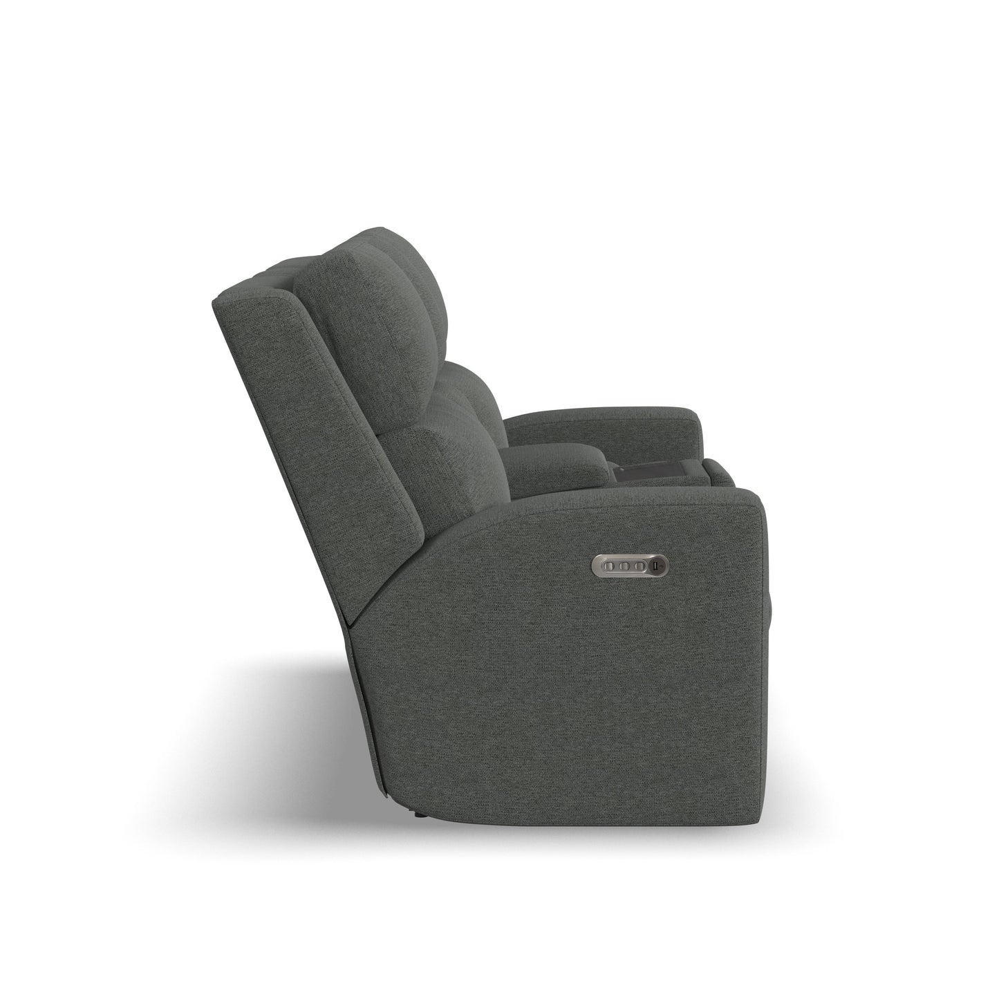 Flexsteel Score Power Reclining Loveseat with Console, Power Headrests & Lumbar