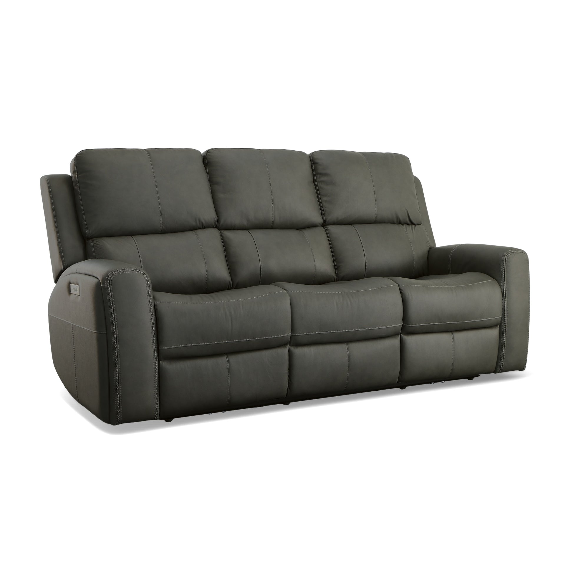 Flexsteel Linden Leather Power Reclining Sofa with Power Headrests & Lumbar