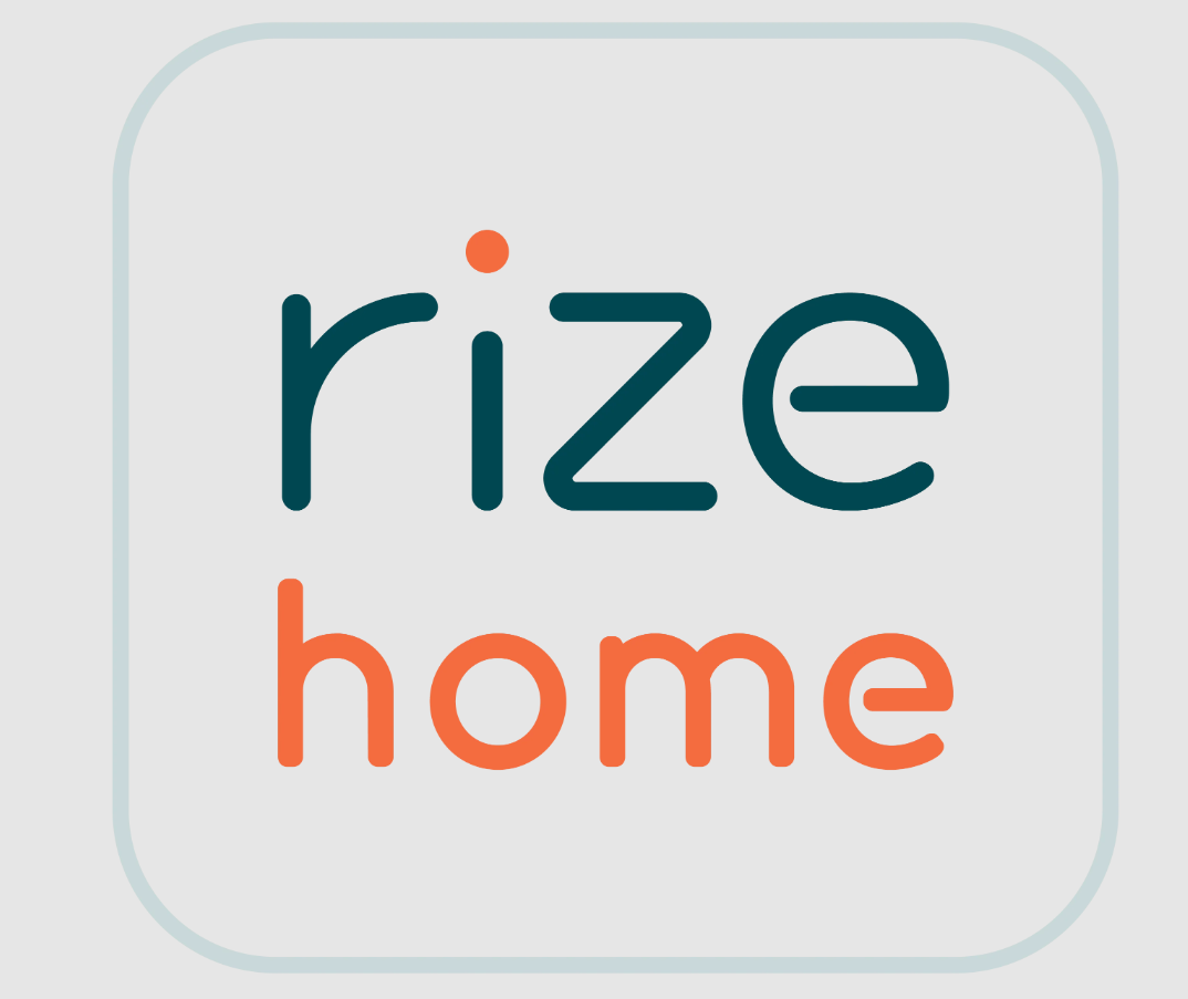 Logo of rize home on a light gray background