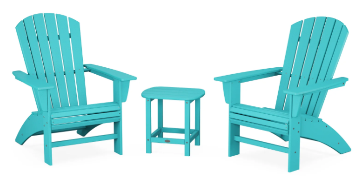 Nautical 3-Piece Curveback Adirondack Set