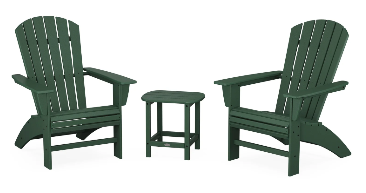 Nautical 3-Piece Curveback Adirondack Set
