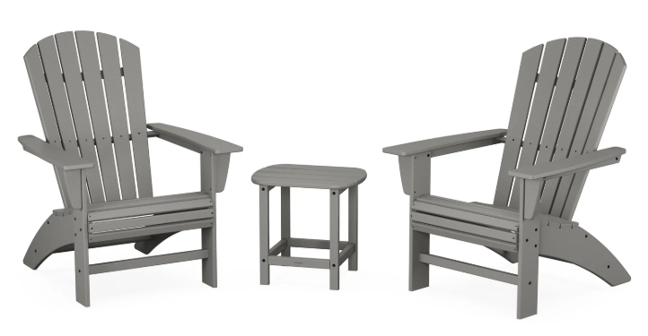 Nautical 3-Piece Curveback Adirondack Set