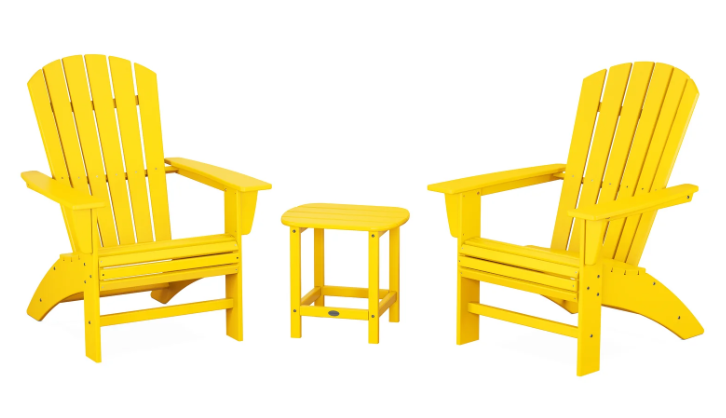 Nautical 3-Piece Curveback Adirondack Set