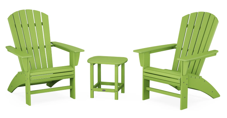 Nautical 3-Piece Curveback Adirondack Set