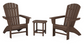 Nautical 3-Piece Curveback Adirondack Set