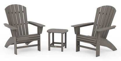Nautical 3-Piece Curveback Adirondack Set