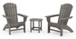 Nautical 3-Piece Curveback Adirondack Set