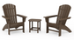 Nautical 3-Piece Curveback Adirondack Set