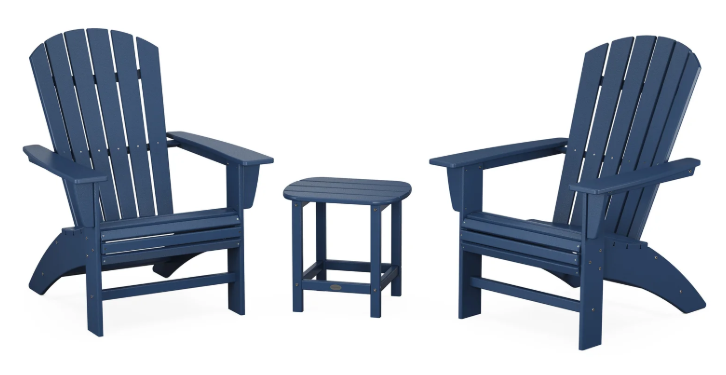 Nautical 3-Piece Curveback Adirondack Set