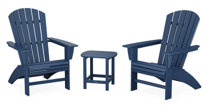 Nautical 3-Piece Curveback Adirondack Set