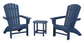 Nautical 3-Piece Curveback Adirondack Set