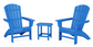 Nautical 3-Piece Curveback Adirondack Set