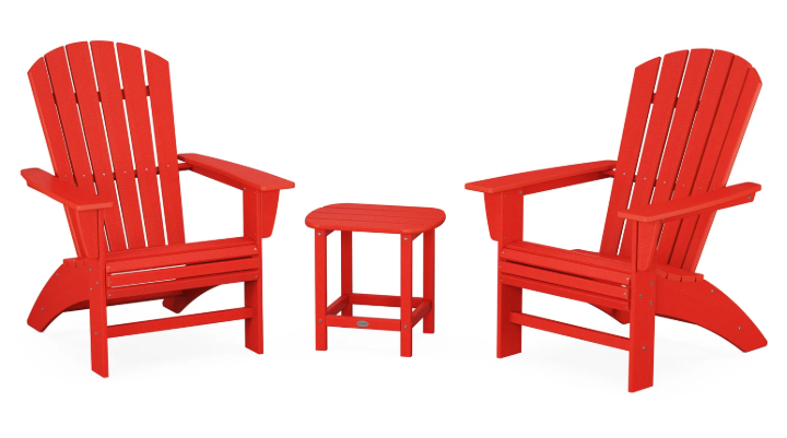 Nautical 3-Piece Curveback Adirondack Set