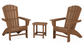 Nautical 3-Piece Curveback Adirondack Set