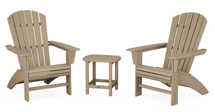 Nautical 3-Piece Curveback Adirondack Set