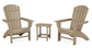 Nautical 3-Piece Curveback Adirondack Set