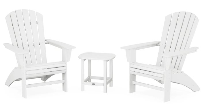 Nautical 3-Piece Curveback Adirondack Set