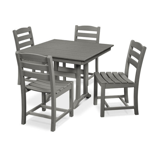 La Casa Café 5-Piece Farmhouse Trestle Side Chair Dining Set