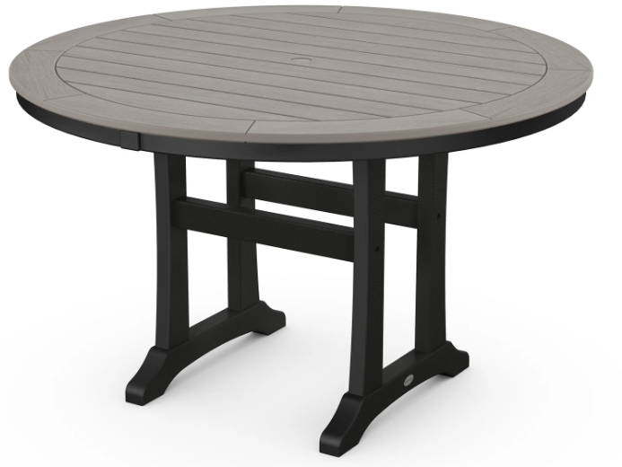 Nautical Trestle 48" Round Dining Table Two Tone
