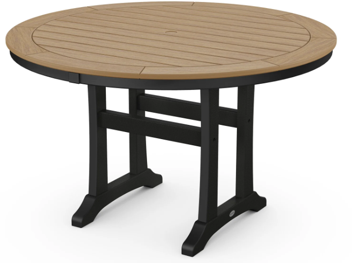 Nautical Trestle 48" Round Dining Table Two Tone